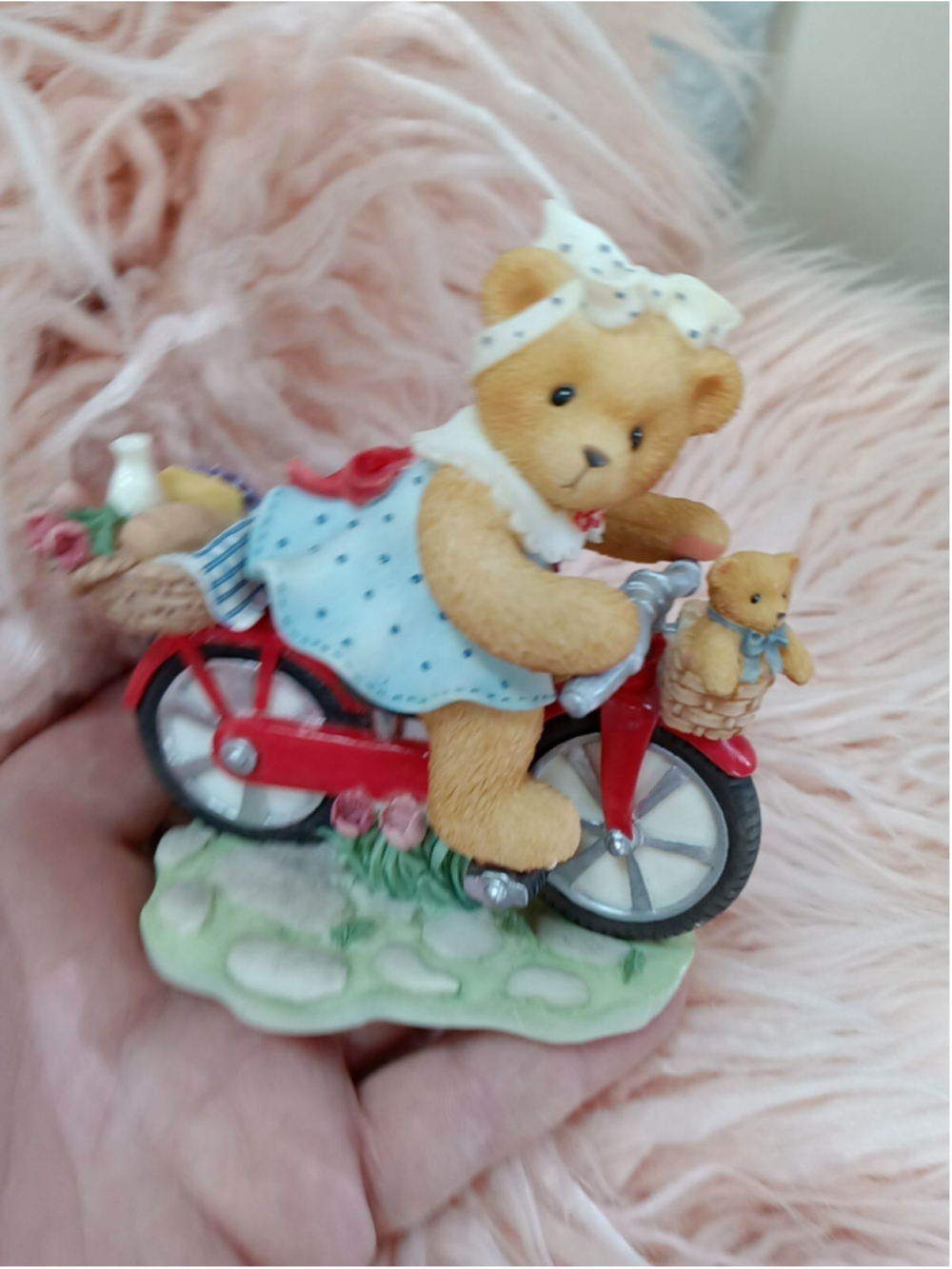 Cherishes Teddies 1999 LOTJE Sunday Morning Ride Red Bicycle Basket Food Flowers